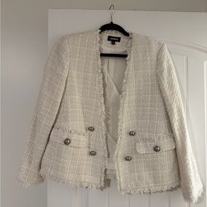 Express Cream Tweed Blazer with Silver Buttons